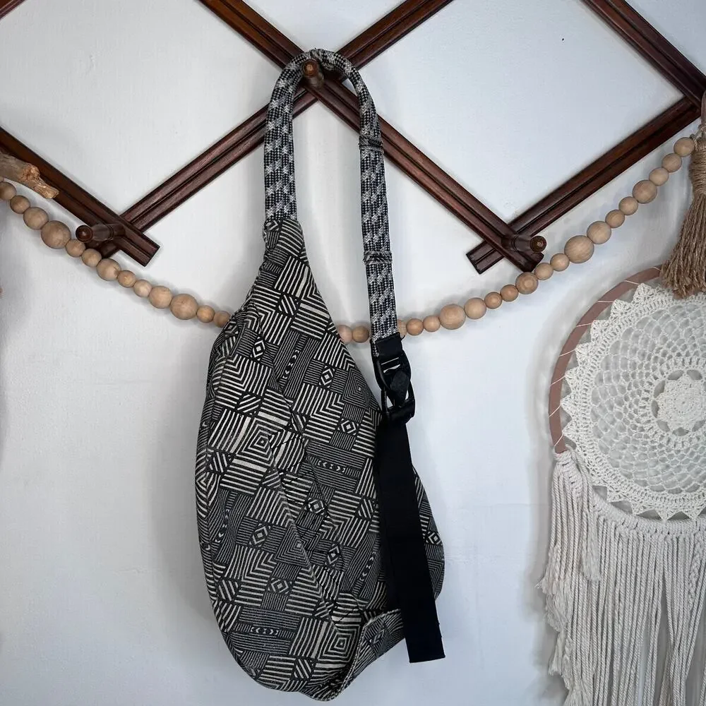 Kavu Black White Neon Sling Bag